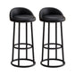 Modern Armless Counter Stool Steel Milk Tea Shop Bar Stool with Leather Cushion and Pedal Black 2 Piece Set Clearhalo 'Bar Furniture' 'Bar Stools' 'bar_stools' 'furn' 'furn_bar_stools' 'furniture_bar_stools' 'Kitchen & Dining Furniture' 'kitchen&dining_furn' 'kitchen' 'kitchen_furn' Furniture' 4503856