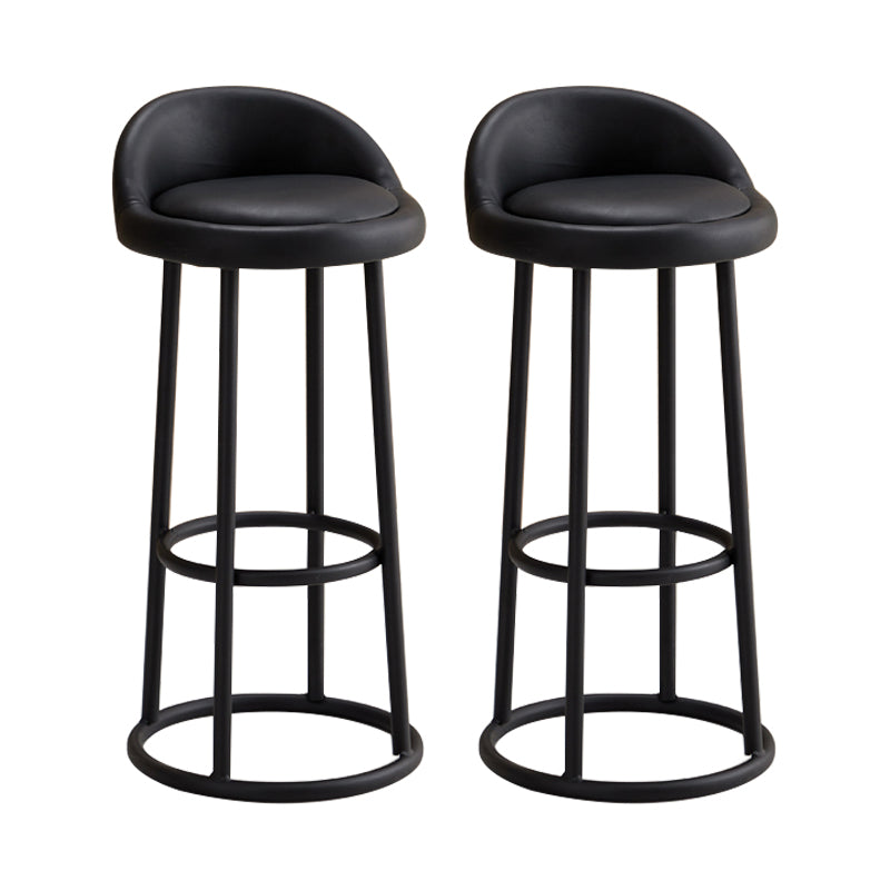 Modern Armless Counter Stool Steel Milk Tea Shop Bar Stool with Leather Cushion and Pedal Black 2 Piece Set Clearhalo 'Bar Furniture' 'Bar Stools' 'bar_stools' 'furn' 'furn_bar_stools' 'furniture_bar_stools' 'Kitchen & Dining Furniture' 'kitchen&dining_furn' 'kitchen' 'kitchen_furn' Furniture' 4503856