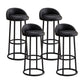 Modern Armless Counter Stool Steel Milk Tea Shop Bar Stool with Leather Cushion and Pedal Black 4 Piece Set Clearhalo 'Bar Furniture' 'Bar Stools' 'bar_stools' 'furn' 'furn_bar_stools' 'furniture_bar_stools' 'Kitchen & Dining Furniture' 'kitchen&dining_furn' 'kitchen' 'kitchen_furn' Furniture' 4503858
