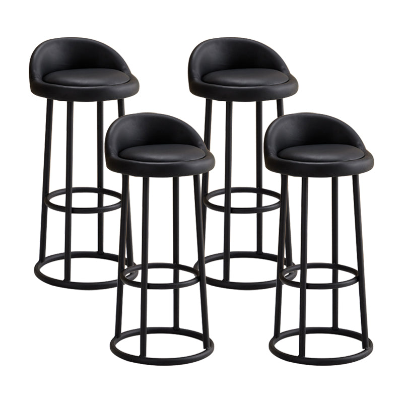 Modern Armless Counter Stool Steel Milk Tea Shop Bar Stool with Leather Cushion and Pedal Black 4 Piece Set Clearhalo 'Bar Furniture' 'Bar Stools' 'bar_stools' 'furn' 'furn_bar_stools' 'furniture_bar_stools' 'Kitchen & Dining Furniture' 'kitchen&dining_furn' 'kitchen' 'kitchen_furn' Furniture' 4503858