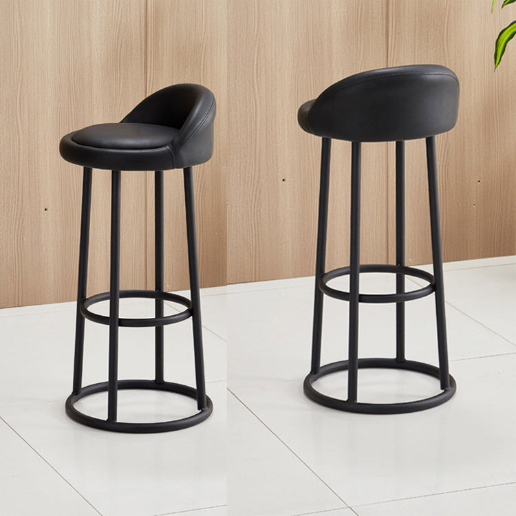Modern Armless Counter Stool Steel Milk Tea Shop Bar Stool with Leather Cushion and Pedal Clearhalo 'Bar Furniture' 'Bar Stools' 'bar_stools' 'furn' 'furn_bar_stools' 'furniture_bar_stools' 'Kitchen & Dining Furniture' 'kitchen&dining_furn' 'kitchen' 'kitchen_furn' Furniture' 4503859