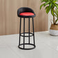 Modern Armless Counter Stool Steel Milk Tea Shop Bar Stool with Leather Cushion and Pedal Rose Red-Black 1 Piece Clearhalo 'Bar Furniture' 'Bar Stools' 'bar_stools' 'furn' 'furn_bar_stools' 'furniture_bar_stools' 'Kitchen & Dining Furniture' 'kitchen&dining_furn' 'kitchen' 'kitchen_furn' Furniture' 4503861