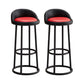 Modern Armless Counter Stool Steel Milk Tea Shop Bar Stool with Leather Cushion and Pedal Rose Red-Black 2 Piece Set Clearhalo 'Bar Furniture' 'Bar Stools' 'bar_stools' 'furn' 'furn_bar_stools' 'furniture_bar_stools' 'Kitchen & Dining Furniture' 'kitchen&dining_furn' 'kitchen' 'kitchen_furn' Furniture' 4503863