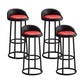 Modern Armless Counter Stool Steel Milk Tea Shop Bar Stool with Leather Cushion and Pedal Rose Red-Black 4 Piece Set Clearhalo 'Bar Furniture' 'Bar Stools' 'bar_stools' 'furn' 'furn_bar_stools' 'furniture_bar_stools' 'Kitchen & Dining Furniture' 'kitchen&dining_furn' 'kitchen' 'kitchen_furn' Furniture' 4503864