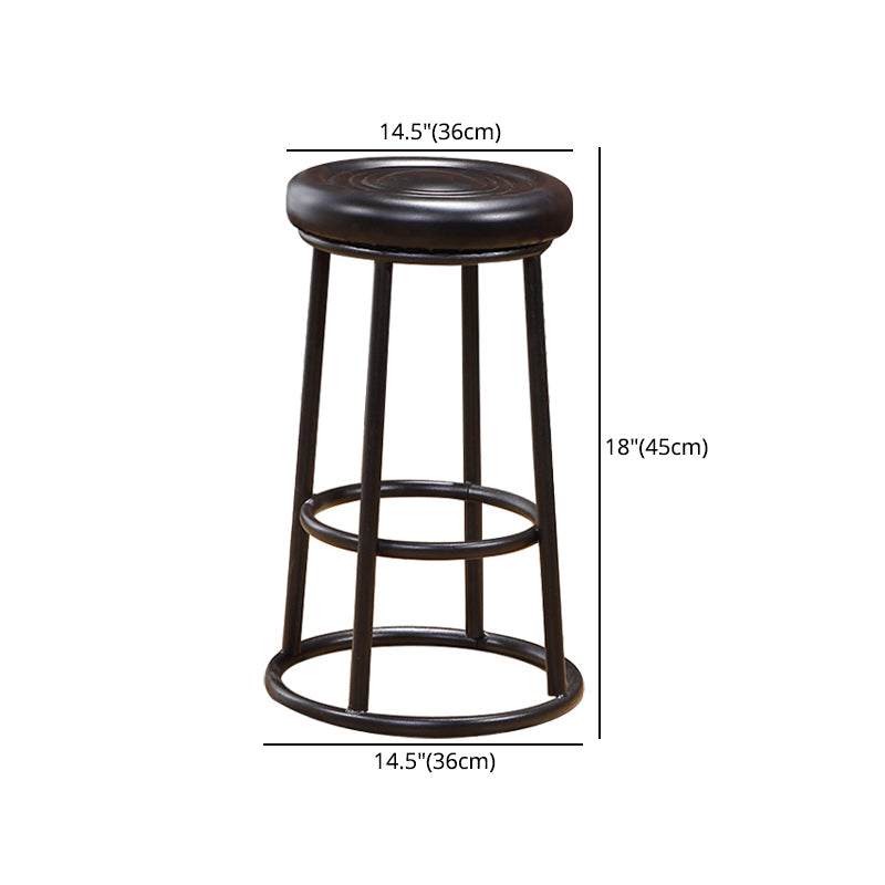 Modern Armless Counter Stool Steel Milk Tea Shop Bar Stool with Leather Cushion and Pedal Clearhalo 'Bar Furniture' 'Bar Stools' 'bar_stools' 'furn' 'furn_bar_stools' 'furniture_bar_stools' 'Kitchen & Dining Furniture' 'kitchen&dining_furn' 'kitchen' 'kitchen_furn' Furniture' 4503869