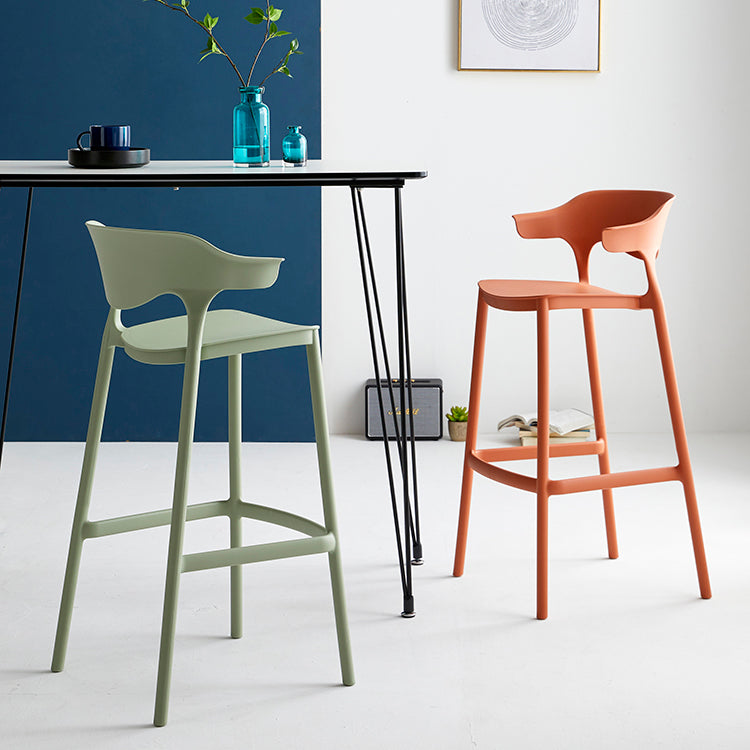 Macron Colorful Plastic Counter Stools Nordic Armrest Indoor Bar Stool Clearhalo 'Bar Furniture' 'Bar Stools' 'bar_stools' 'furn' 'furn_bar_stools' 'furniture_bar_stools' 'Kitchen & Dining Furniture' 'kitchen&dining_furn' 'kitchen' 'kitchen_furn' Furniture' 4503875