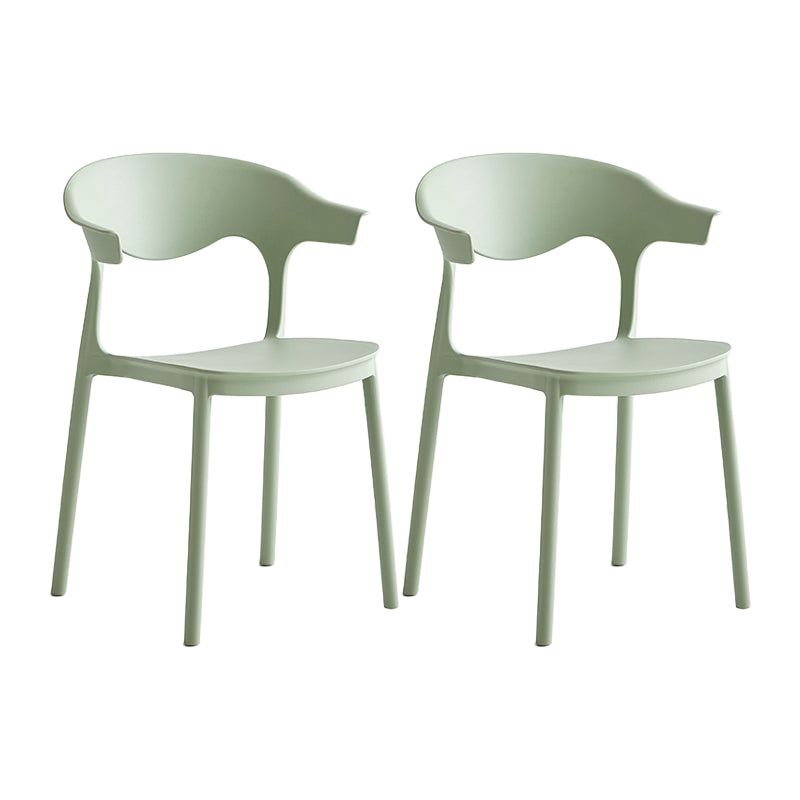 Macron Colorful Plastic Counter Stools Nordic Armrest Indoor Bar Stool Green 2 Piece Set Short Stool(18"H) Clearhalo 'Bar Furniture' 'Bar Stools' 'bar_stools' 'furn' 'furn_bar_stools' 'furniture_bar_stools' 'Kitchen & Dining Furniture' 'kitchen&dining_furn' 'kitchen' 'kitchen_furn' Furniture' 4503876