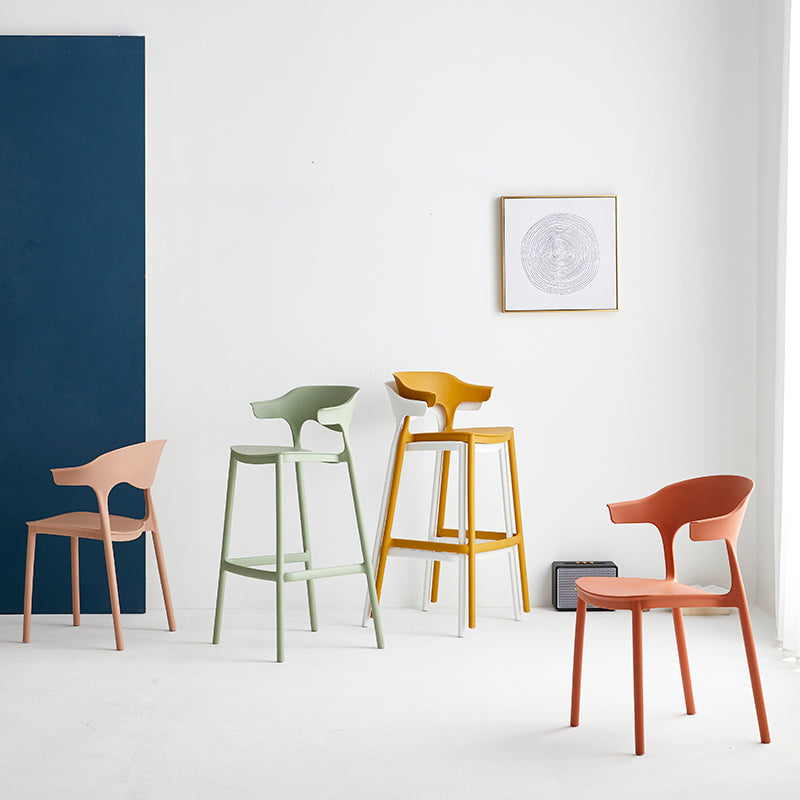 Macron Colorful Plastic Counter Stools Nordic Armrest Indoor Bar Stool Clearhalo 'Bar Furniture' 'Bar Stools' 'bar_stools' 'furn' 'furn_bar_stools' 'furniture_bar_stools' 'Kitchen & Dining Furniture' 'kitchen&dining_furn' 'kitchen' 'kitchen_furn' Furniture' 4503877