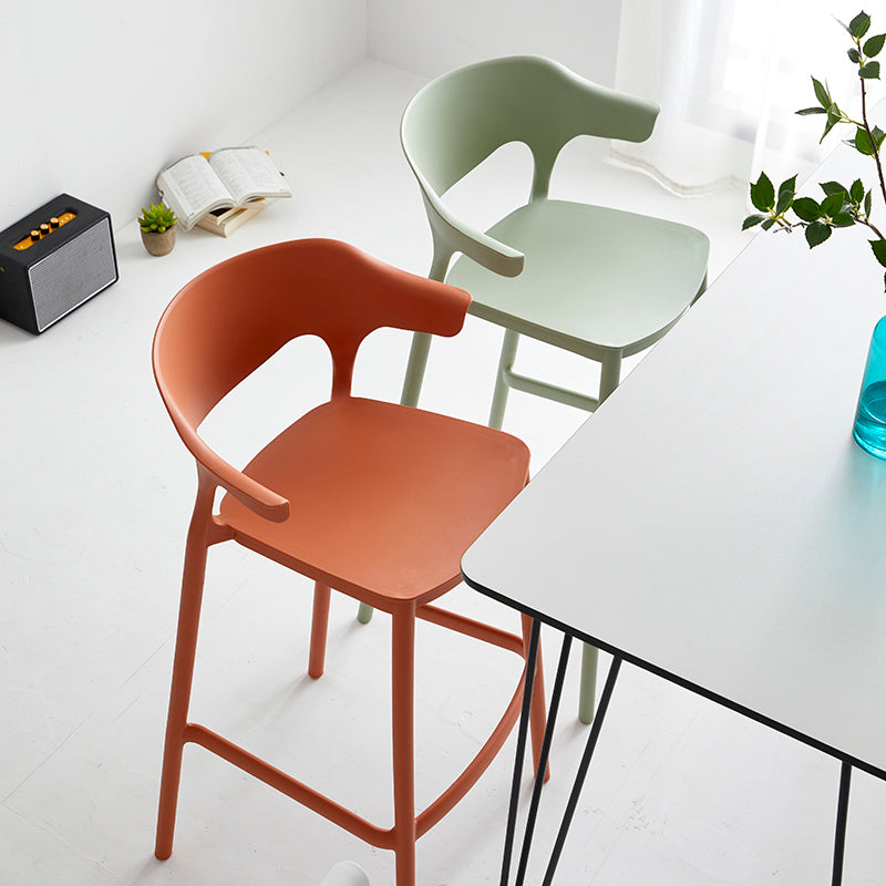 Macron Colorful Plastic Counter Stools Nordic Armrest Indoor Bar Stool Clearhalo 'Bar Furniture' 'Bar Stools' 'bar_stools' 'furn' 'furn_bar_stools' 'furniture_bar_stools' 'Kitchen & Dining Furniture' 'kitchen&dining_furn' 'kitchen' 'kitchen_furn' Furniture' 4503879