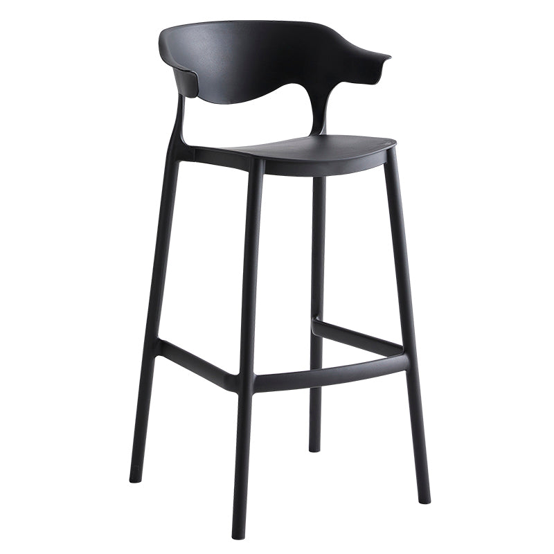 Macron Colorful Plastic Counter Stools Nordic Armrest Indoor Bar Stool Black 1 Piece Bar Stool(30"H) Clearhalo 'Bar Furniture' 'Bar Stools' 'bar_stools' 'furn' 'furn_bar_stools' 'furniture_bar_stools' 'Kitchen & Dining Furniture' 'kitchen&dining_furn' 'kitchen' 'kitchen_furn' Furniture' 4503881