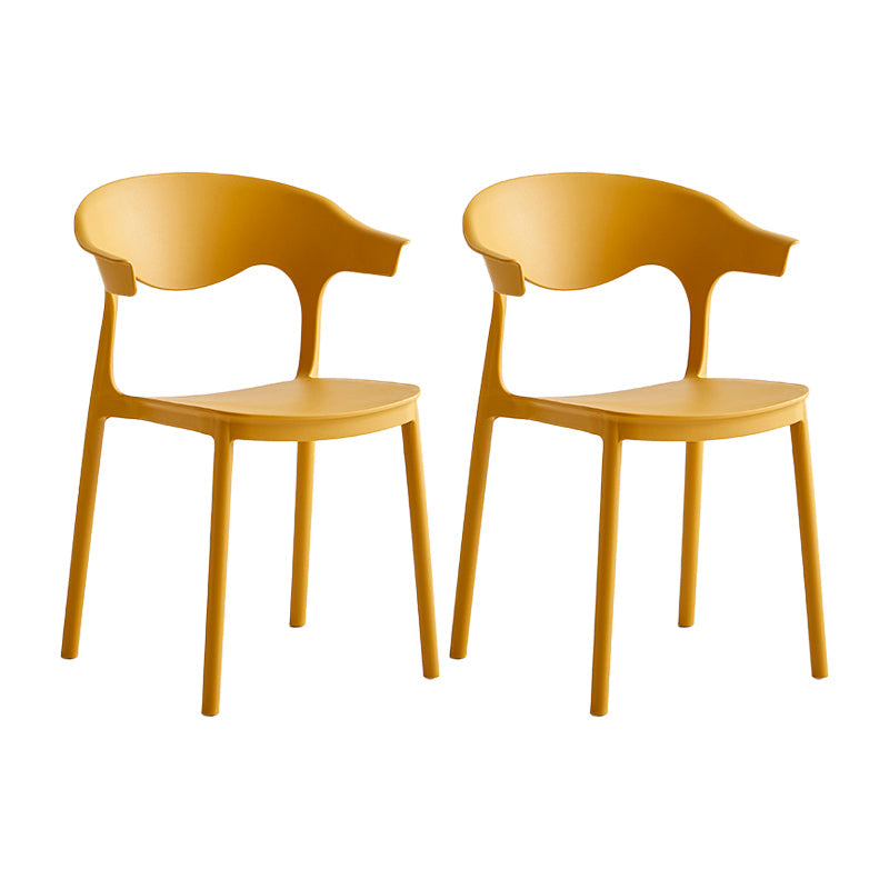 Macron Colorful Plastic Counter Stools Nordic Armrest Indoor Bar Stool Yellow 2 Piece Set Short Stool(18"H) Clearhalo 'Bar Furniture' 'Bar Stools' 'bar_stools' 'furn' 'furn_bar_stools' 'furniture_bar_stools' 'Kitchen & Dining Furniture' 'kitchen&dining_furn' 'kitchen' 'kitchen_furn' Furniture' 4503888