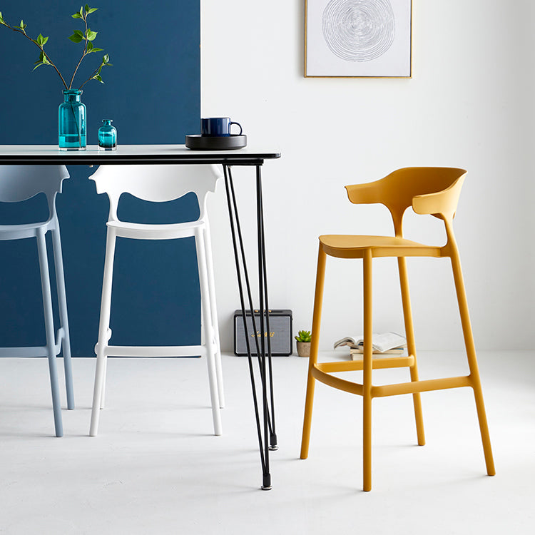 Macron Colorful Plastic Counter Stools Nordic Armrest Indoor Bar Stool Clearhalo 'Bar Furniture' 'Bar Stools' 'bar_stools' 'furn' 'furn_bar_stools' 'furniture_bar_stools' 'Kitchen & Dining Furniture' 'kitchen&dining_furn' 'kitchen' 'kitchen_furn' Furniture' 4503892