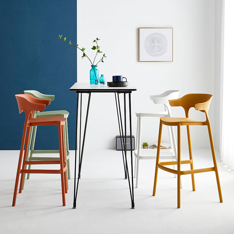 Macron Colorful Plastic Counter Stools Nordic Armrest Indoor Bar Stool Clearhalo 'Bar Furniture' 'Bar Stools' 'bar_stools' 'furn' 'furn_bar_stools' 'furniture_bar_stools' 'Kitchen & Dining Furniture' 'kitchen&dining_furn' 'kitchen' 'kitchen_furn' Furniture' 4503893