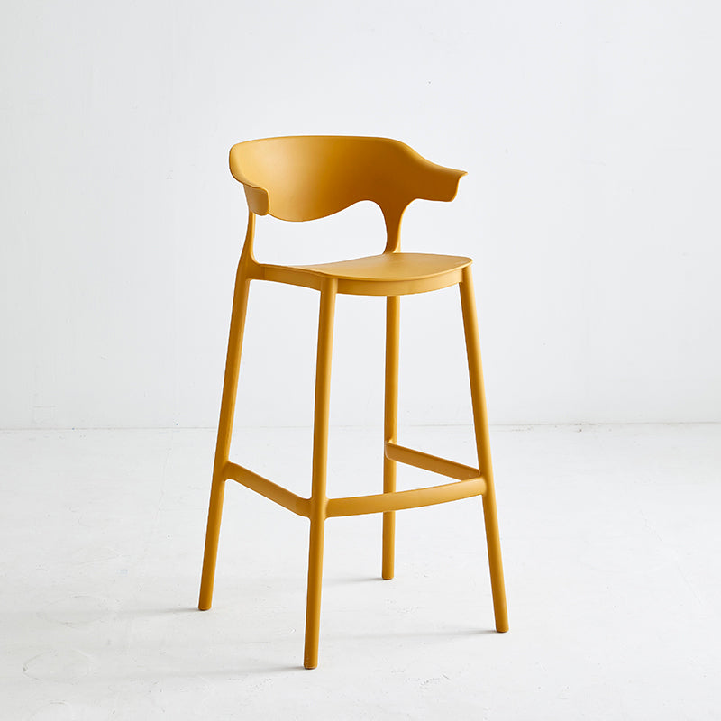 Macron Colorful Plastic Counter Stools Nordic Armrest Indoor Bar Stool Yellow 1 Piece Bar Stool(30"H) Clearhalo 'Bar Furniture' 'Bar Stools' 'bar_stools' 'furn' 'furn_bar_stools' 'furniture_bar_stools' 'Kitchen & Dining Furniture' 'kitchen&dining_furn' 'kitchen' 'kitchen_furn' Furniture' 4503897