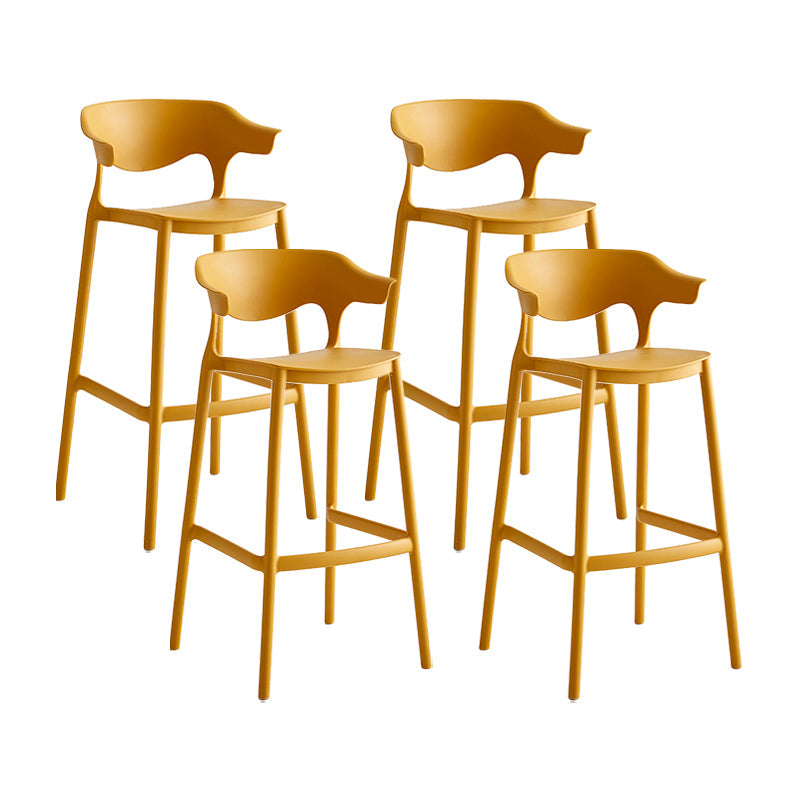 Macron Colorful Plastic Counter Stools Nordic Armrest Indoor Bar Stool Yellow 4 Piece Set Bar Stool(30"H) Clearhalo 'Bar Furniture' 'Bar Stools' 'bar_stools' 'furn' 'furn_bar_stools' 'furniture_bar_stools' 'Kitchen & Dining Furniture' 'kitchen&dining_furn' 'kitchen' 'kitchen_furn' Furniture' 4503901