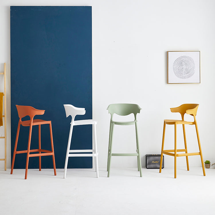 Macron Colorful Plastic Counter Stools Nordic Armrest Indoor Bar Stool Clearhalo 'Bar Furniture' 'Bar Stools' 'bar_stools' 'furn' 'furn_bar_stools' 'furniture_bar_stools' 'Kitchen & Dining Furniture' 'kitchen&dining_furn' 'kitchen' 'kitchen_furn' Furniture' 4503902