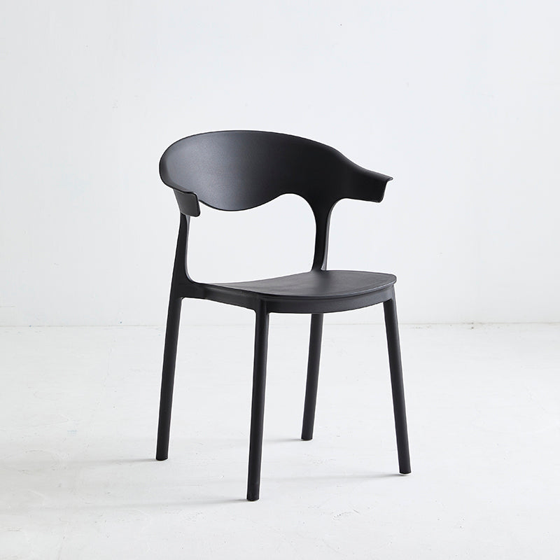 Macron Colorful Plastic Counter Stools Nordic Armrest Indoor Bar Stool Black 1 Piece Short Stool(18"H) Clearhalo 'Bar Furniture' 'Bar Stools' 'bar_stools' 'furn' 'furn_bar_stools' 'furniture_bar_stools' 'Kitchen & Dining Furniture' 'kitchen&dining_furn' 'kitchen' 'kitchen_furn' Furniture' 4503903