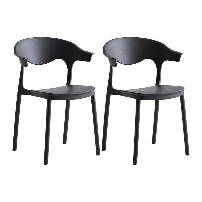 Macron Colorful Plastic Counter Stools Nordic Armrest Indoor Bar Stool Black 2 Piece Set Short Stool(18"H) Clearhalo 'Bar Furniture' 'Bar Stools' 'bar_stools' 'furn' 'furn_bar_stools' 'furniture_bar_stools' 'Kitchen & Dining Furniture' 'kitchen&dining_furn' 'kitchen' 'kitchen_furn' Furniture' 4503904