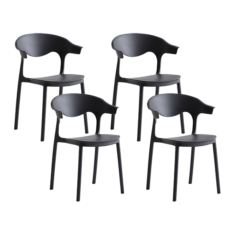 Macron Colorful Plastic Counter Stools Nordic Armrest Indoor Bar Stool Black 4 Piece Set Short Stool(18"H) Clearhalo 'Bar Furniture' 'Bar Stools' 'bar_stools' 'furn' 'furn_bar_stools' 'furniture_bar_stools' 'Kitchen & Dining Furniture' 'kitchen&dining_furn' 'kitchen' 'kitchen_furn' Furniture' 4503905