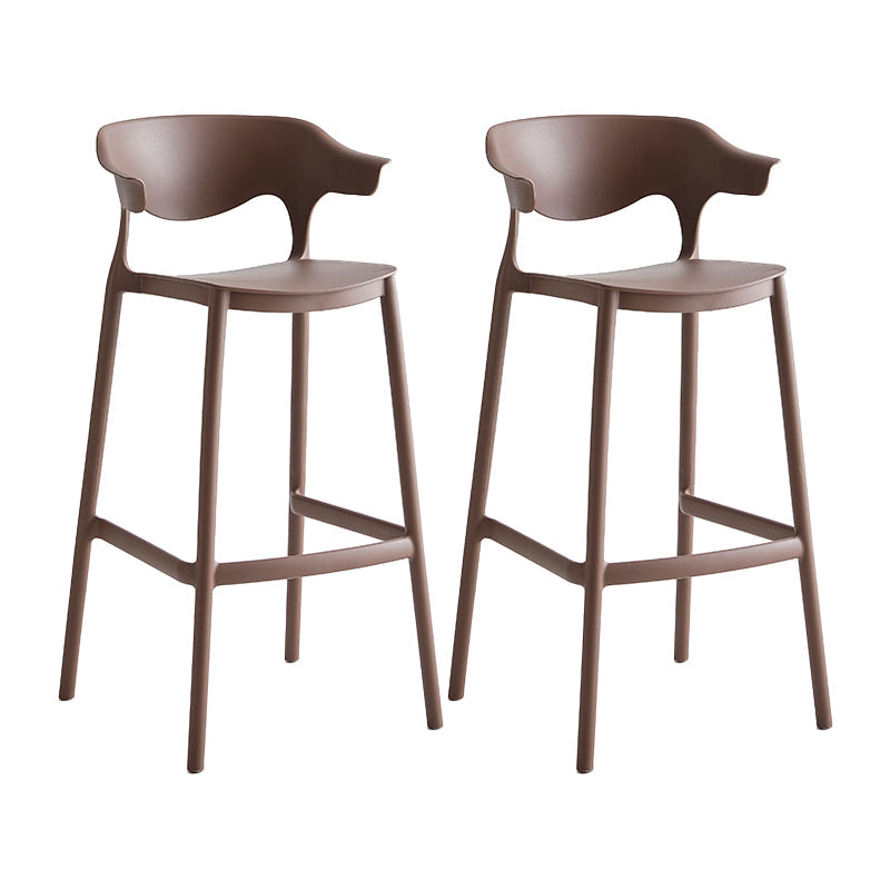 Macron Colorful Plastic Counter Stools Nordic Armrest Indoor Bar Stool Coffee 2 Piece Set Bar Stool(30"H) Clearhalo 'Bar Furniture' 'Bar Stools' 'bar_stools' 'furn' 'furn_bar_stools' 'furniture_bar_stools' 'Kitchen & Dining Furniture' 'kitchen&dining_furn' 'kitchen' 'kitchen_furn' Furniture' 4503907