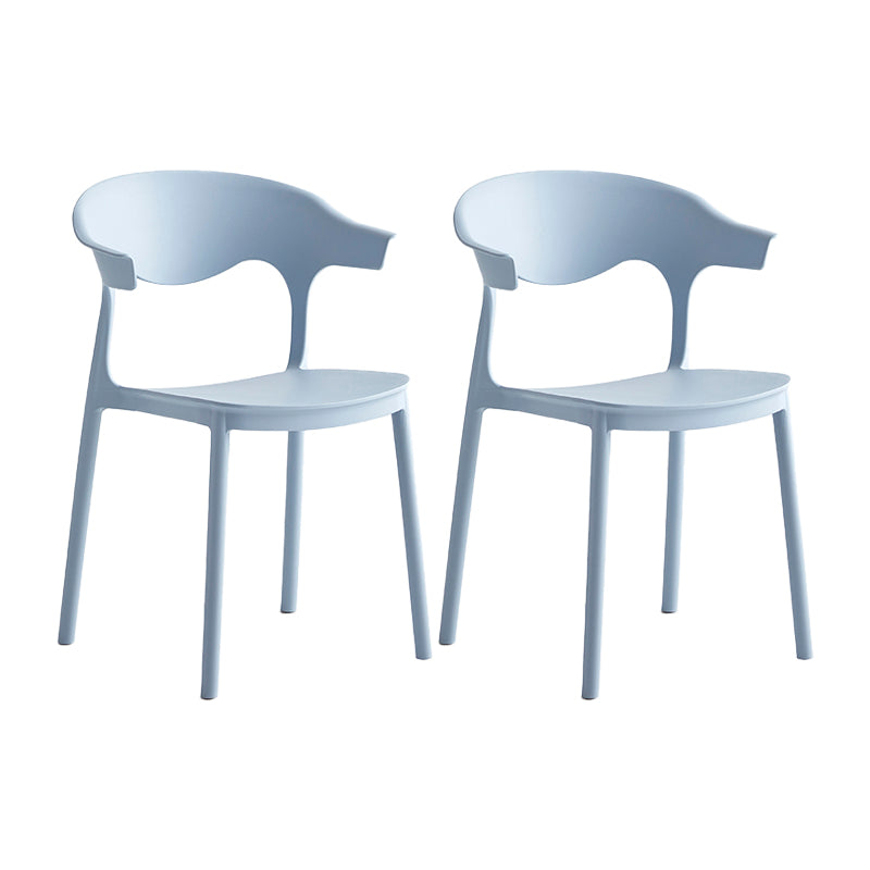 Macron Colorful Plastic Counter Stools Nordic Armrest Indoor Bar Stool Blue 2 Piece Set Short Stool(18"H) Clearhalo 'Bar Furniture' 'Bar Stools' 'bar_stools' 'furn' 'furn_bar_stools' 'furniture_bar_stools' 'Kitchen & Dining Furniture' 'kitchen&dining_furn' 'kitchen' 'kitchen_furn' Furniture' 4503910
