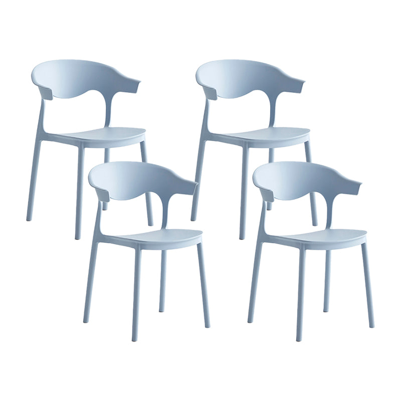 Macron Colorful Plastic Counter Stools Nordic Armrest Indoor Bar Stool Blue 4 Piece Set Short Stool(18"H) Clearhalo 'Bar Furniture' 'Bar Stools' 'bar_stools' 'furn' 'furn_bar_stools' 'furniture_bar_stools' 'Kitchen & Dining Furniture' 'kitchen&dining_furn' 'kitchen' 'kitchen_furn' Furniture' 4503911