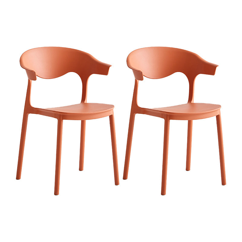 Macron Colorful Plastic Counter Stools Nordic Armrest Indoor Bar Stool Red 2 Piece Set Short Stool(18"H) Clearhalo 'Bar Furniture' 'Bar Stools' 'bar_stools' 'furn' 'furn_bar_stools' 'furniture_bar_stools' 'Kitchen & Dining Furniture' 'kitchen&dining_furn' 'kitchen' 'kitchen_furn' Furniture' 4503913