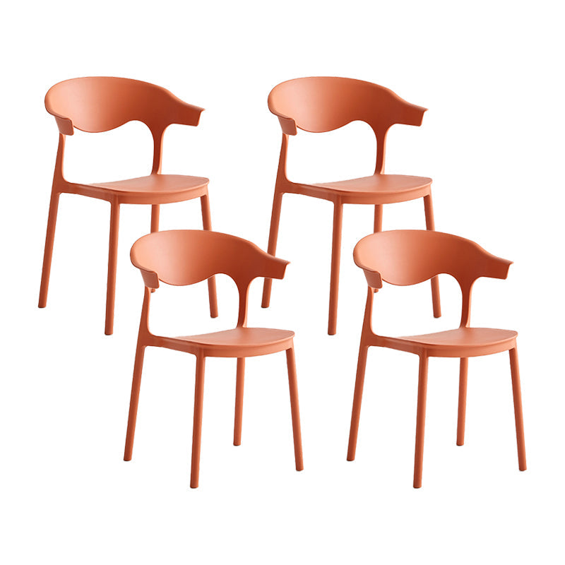 Macron Colorful Plastic Counter Stools Nordic Armrest Indoor Bar Stool Red 4 Piece Set Short Stool(18"H) Clearhalo 'Bar Furniture' 'Bar Stools' 'bar_stools' 'furn' 'furn_bar_stools' 'furniture_bar_stools' 'Kitchen & Dining Furniture' 'kitchen&dining_furn' 'kitchen' 'kitchen_furn' Furniture' 4503914