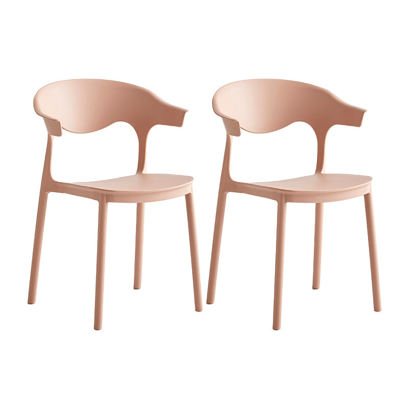 Macron Colorful Plastic Counter Stools Nordic Armrest Indoor Bar Stool Pink 2 Piece Set Short Stool(18"H) Clearhalo 'Bar Furniture' 'Bar Stools' 'bar_stools' 'furn' 'furn_bar_stools' 'furniture_bar_stools' 'Kitchen & Dining Furniture' 'kitchen&dining_furn' 'kitchen' 'kitchen_furn' Furniture' 4503916