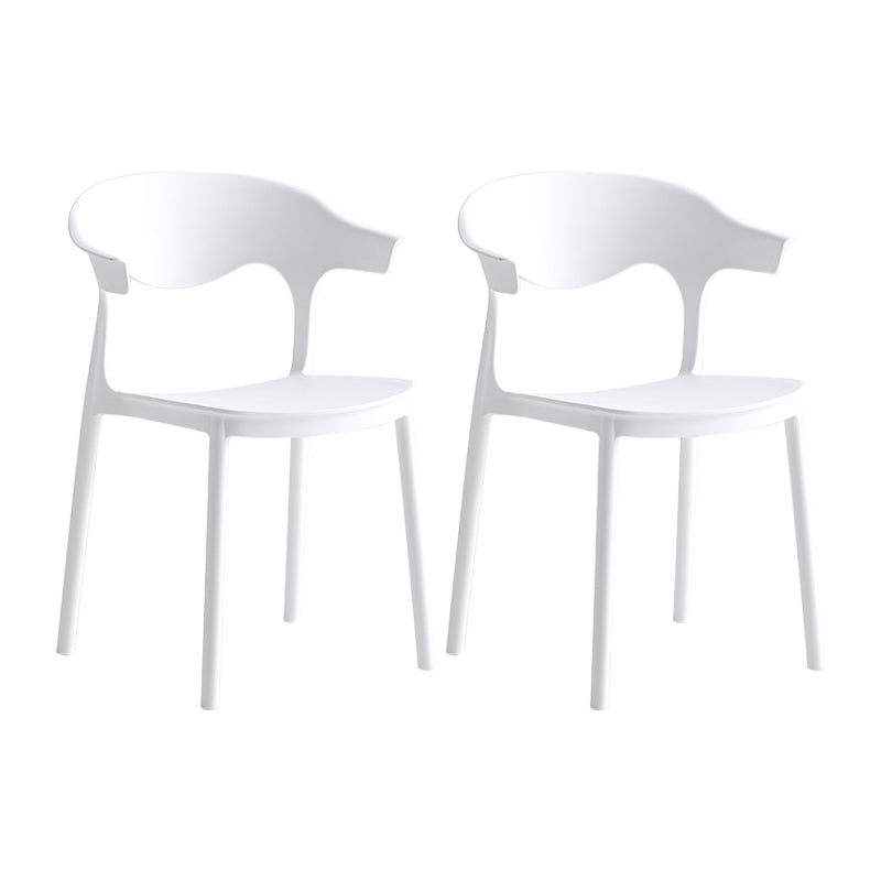 Macron Colorful Plastic Counter Stools Nordic Armrest Indoor Bar Stool White 2 Piece Set Short Stool(18"H) Clearhalo 'Bar Furniture' 'Bar Stools' 'bar_stools' 'furn' 'furn_bar_stools' 'furniture_bar_stools' 'Kitchen & Dining Furniture' 'kitchen&dining_furn' 'kitchen' 'kitchen_furn' Furniture' 4503919