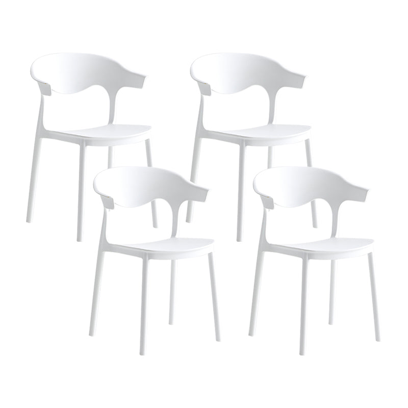 Macron Colorful Plastic Counter Stools Nordic Armrest Indoor Bar Stool White 4 Piece Set Short Stool(18"H) Clearhalo 'Bar Furniture' 'Bar Stools' 'bar_stools' 'furn' 'furn_bar_stools' 'furniture_bar_stools' 'Kitchen & Dining Furniture' 'kitchen&dining_furn' 'kitchen' 'kitchen_furn' Furniture' 4503920