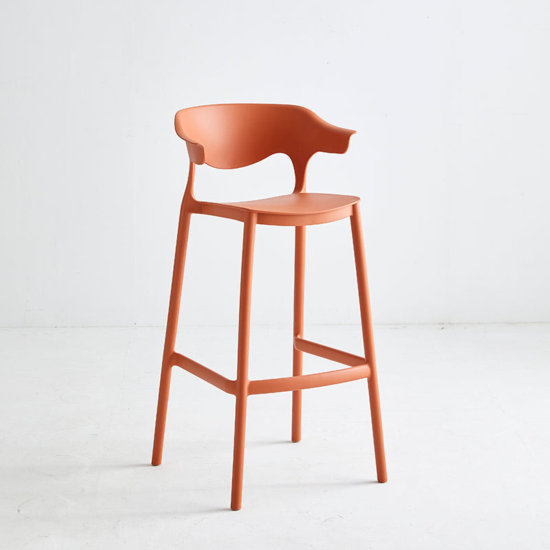 Macron Colorful Plastic Counter Stools Nordic Armrest Indoor Bar Stool Red 1 Piece Bar Stool(30"H) Clearhalo 'Bar Furniture' 'Bar Stools' 'bar_stools' 'furn' 'furn_bar_stools' 'furniture_bar_stools' 'Kitchen & Dining Furniture' 'kitchen&dining_furn' 'kitchen' 'kitchen_furn' Furniture' 4503924