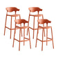 Macron Colorful Plastic Counter Stools Nordic Armrest Indoor Bar Stool Red 4 Piece Set Bar Stool(30"H) Clearhalo 'Bar Furniture' 'Bar Stools' 'bar_stools' 'furn' 'furn_bar_stools' 'furniture_bar_stools' 'Kitchen & Dining Furniture' 'kitchen&dining_furn' 'kitchen' 'kitchen_furn' Furniture' 4503926
