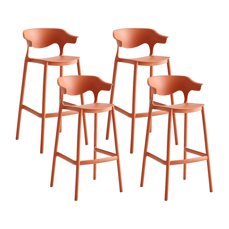 Macron Colorful Plastic Counter Stools Nordic Armrest Indoor Bar Stool Red 4 Piece Set Bar Stool(30"H) Clearhalo 'Bar Furniture' 'Bar Stools' 'bar_stools' 'furn' 'furn_bar_stools' 'furniture_bar_stools' 'Kitchen & Dining Furniture' 'kitchen&dining_furn' 'kitchen' 'kitchen_furn' Furniture' 4503926