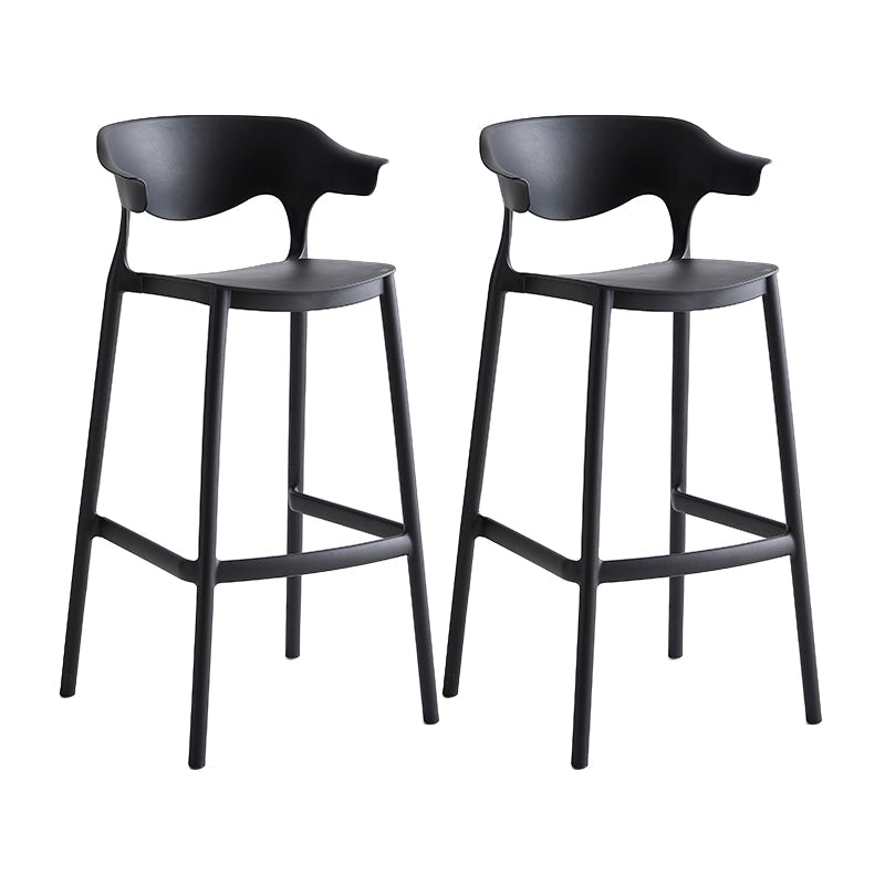 Macron Colorful Plastic Counter Stools Nordic Armrest Indoor Bar Stool Black 2 Piece Set Bar Stool(30"H) Clearhalo 'Bar Furniture' 'Bar Stools' 'bar_stools' 'furn' 'furn_bar_stools' 'furniture_bar_stools' 'Kitchen & Dining Furniture' 'kitchen&dining_furn' 'kitchen' 'kitchen_furn' Furniture' 4503930