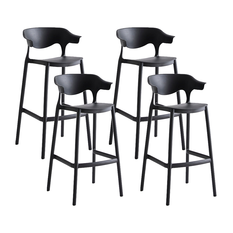 Macron Colorful Plastic Counter Stools Nordic Armrest Indoor Bar Stool Black 4 Piece Set Bar Stool(30"H) Clearhalo 'Bar Furniture' 'Bar Stools' 'bar_stools' 'furn' 'furn_bar_stools' 'furniture_bar_stools' 'Kitchen & Dining Furniture' 'kitchen&dining_furn' 'kitchen' 'kitchen_furn' Furniture' 4503931
