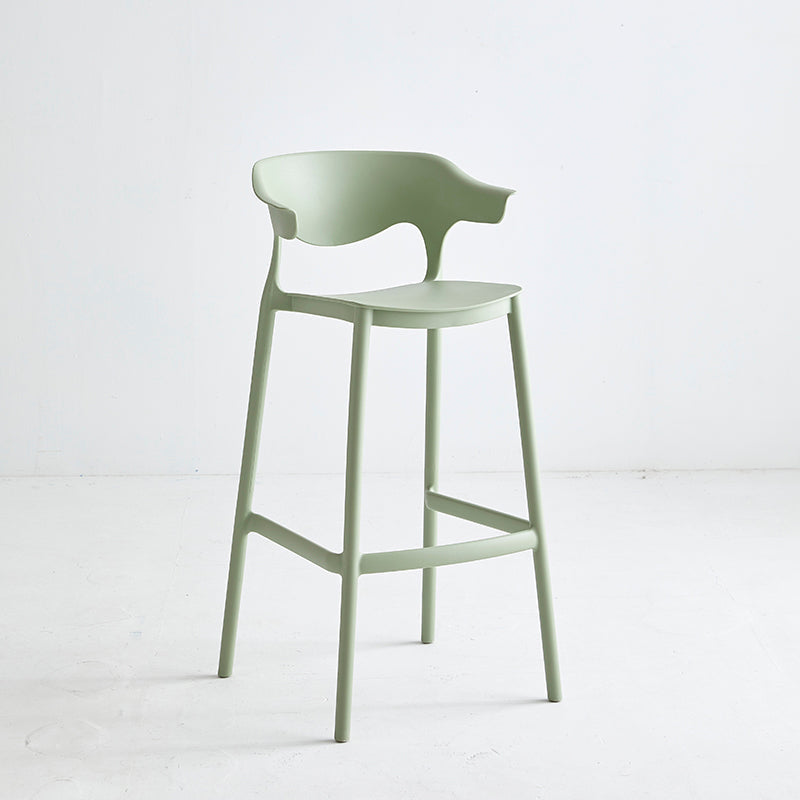 Macron Colorful Plastic Counter Stools Nordic Armrest Indoor Bar Stool Green 1 Piece Bar Stool(30"H) Clearhalo 'Bar Furniture' 'Bar Stools' 'bar_stools' 'furn' 'furn_bar_stools' 'furniture_bar_stools' 'Kitchen & Dining Furniture' 'kitchen&dining_furn' 'kitchen' 'kitchen_furn' Furniture' 4503932