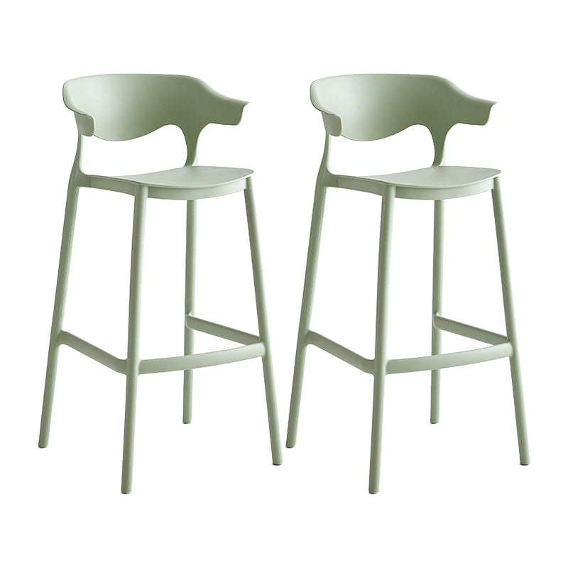 Macron Colorful Plastic Counter Stools Nordic Armrest Indoor Bar Stool Green 2 Piece Set Bar Stool(30"H) Clearhalo 'Bar Furniture' 'Bar Stools' 'bar_stools' 'furn' 'furn_bar_stools' 'furniture_bar_stools' 'Kitchen & Dining Furniture' 'kitchen&dining_furn' 'kitchen' 'kitchen_furn' Furniture' 4503933