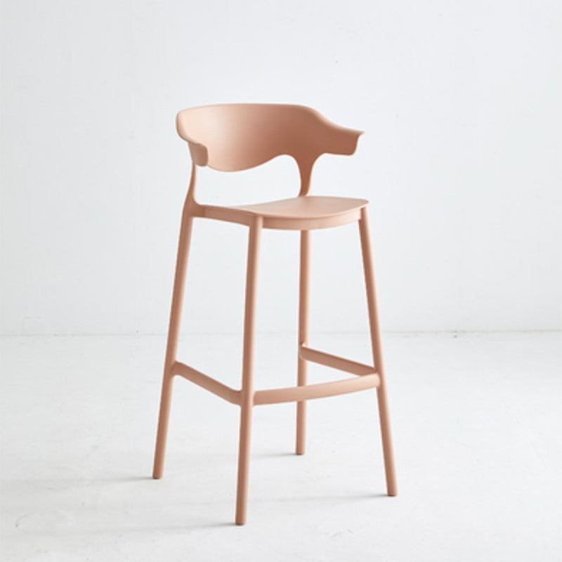 Macron Colorful Plastic Counter Stools Nordic Armrest Indoor Bar Stool Pink 1 Piece Bar Stool(30"H) Clearhalo 'Bar Furniture' 'Bar Stools' 'bar_stools' 'furn' 'furn_bar_stools' 'furniture_bar_stools' 'Kitchen & Dining Furniture' 'kitchen&dining_furn' 'kitchen' 'kitchen_furn' Furniture' 4503935