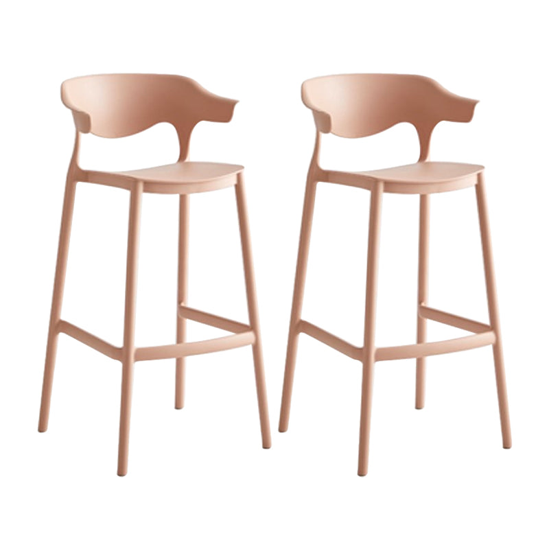 Macron Colorful Plastic Counter Stools Nordic Armrest Indoor Bar Stool Pink 2 Piece Set Bar Stool(30"H) Clearhalo 'Bar Furniture' 'Bar Stools' 'bar_stools' 'furn' 'furn_bar_stools' 'furniture_bar_stools' 'Kitchen & Dining Furniture' 'kitchen&dining_furn' 'kitchen' 'kitchen_furn' Furniture' 4503936