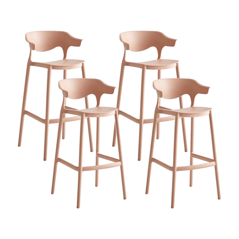 Macron Colorful Plastic Counter Stools Nordic Armrest Indoor Bar Stool Pink 4 Piece Set Bar Stool(30"H) Clearhalo 'Bar Furniture' 'Bar Stools' 'bar_stools' 'furn' 'furn_bar_stools' 'furniture_bar_stools' 'Kitchen & Dining Furniture' 'kitchen&dining_furn' 'kitchen' 'kitchen_furn' Furniture' 4503937