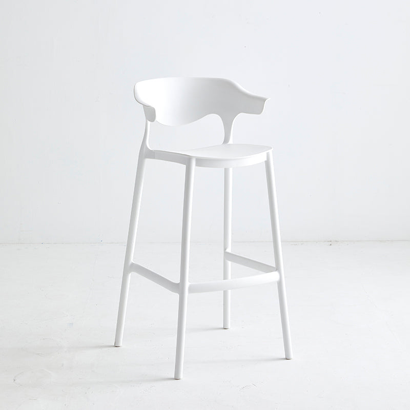 Macron Colorful Plastic Counter Stools Nordic Armrest Indoor Bar Stool White 1 Piece Bar Stool(30"H) Clearhalo 'Bar Furniture' 'Bar Stools' 'bar_stools' 'furn' 'furn_bar_stools' 'furniture_bar_stools' 'Kitchen & Dining Furniture' 'kitchen&dining_furn' 'kitchen' 'kitchen_furn' Furniture' 4503938