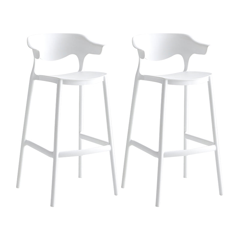Macron Colorful Plastic Counter Stools Nordic Armrest Indoor Bar Stool White 2 Piece Set Bar Stool(30"H) Clearhalo 'Bar Furniture' 'Bar Stools' 'bar_stools' 'furn' 'furn_bar_stools' 'furniture_bar_stools' 'Kitchen & Dining Furniture' 'kitchen&dining_furn' 'kitchen' 'kitchen_furn' Furniture' 4503939