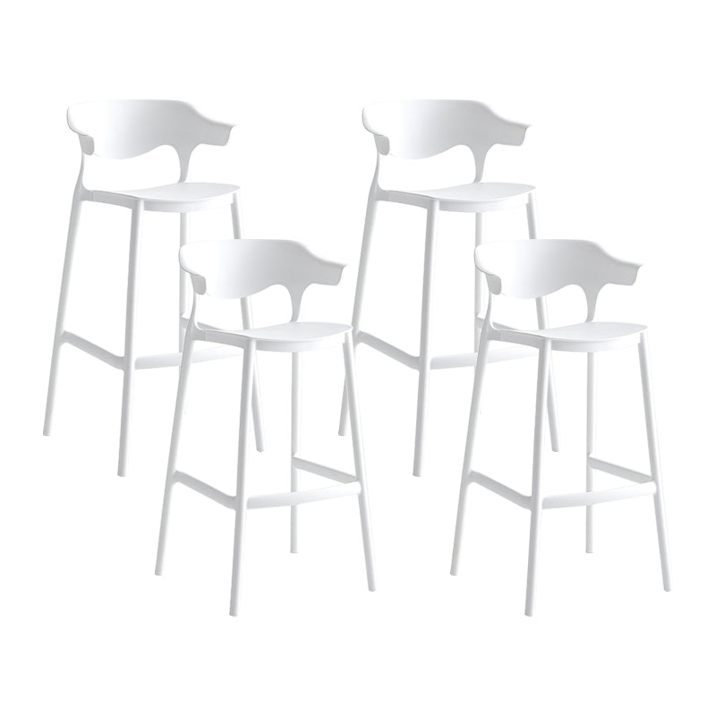 Macron Colorful Plastic Counter Stools Nordic Armrest Indoor Bar Stool White 4 Piece Set Bar Stool(30"H) Clearhalo 'Bar Furniture' 'Bar Stools' 'bar_stools' 'furn' 'furn_bar_stools' 'furniture_bar_stools' 'Kitchen & Dining Furniture' 'kitchen&dining_furn' 'kitchen' 'kitchen_furn' Furniture' 4503940