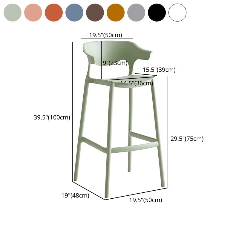 Macron Colorful Plastic Counter Stools Nordic Armrest Indoor Bar Stool Clearhalo 'Bar Furniture' 'Bar Stools' 'bar_stools' 'furn' 'furn_bar_stools' 'furniture_bar_stools' 'Kitchen & Dining Furniture' 'kitchen&dining_furn' 'kitchen' 'kitchen_furn' Furniture' 4503941