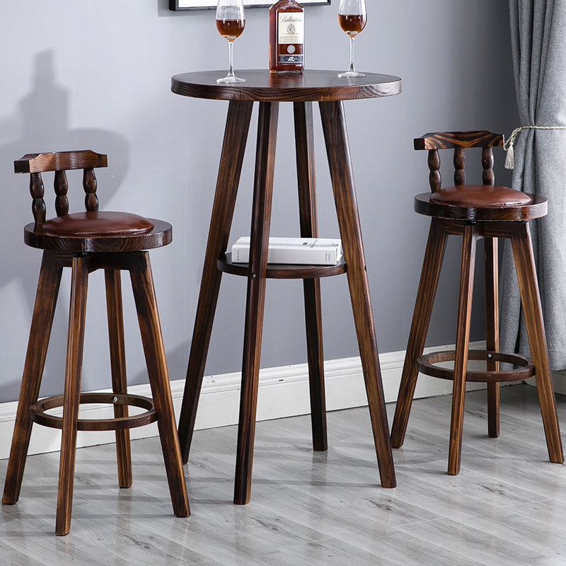 Upholstered Distressed Wood Counter Stools Low Back Bar Stools with Round Seat Clearhalo 'Bar Furniture' 'Bar Stools' 'bar_stools' 'furn' 'furn_bar_stools' 'furniture_bar_stools' 'Kitchen & Dining Furniture' 'kitchen&dining_furn' 'kitchen' 'kitchen_furn' Furniture' 4503943