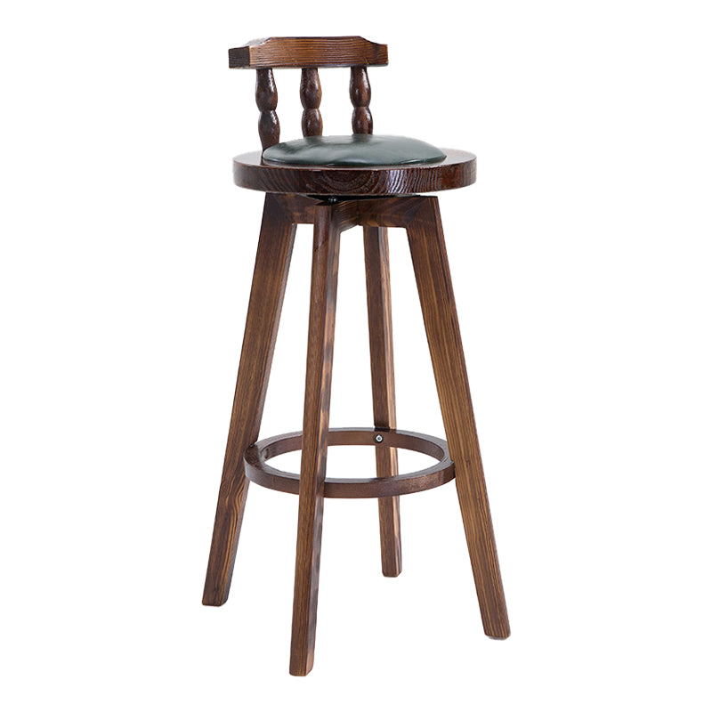 Upholstered Distressed Wood Counter Stools Low Back Bar Stools with Round Seat Green 1 Piece Clearhalo 'Bar Furniture' 'Bar Stools' 'bar_stools' 'furn' 'furn_bar_stools' 'furniture_bar_stools' 'Kitchen & Dining Furniture' 'kitchen&dining_furn' 'kitchen' 'kitchen_furn' Furniture' 4503944