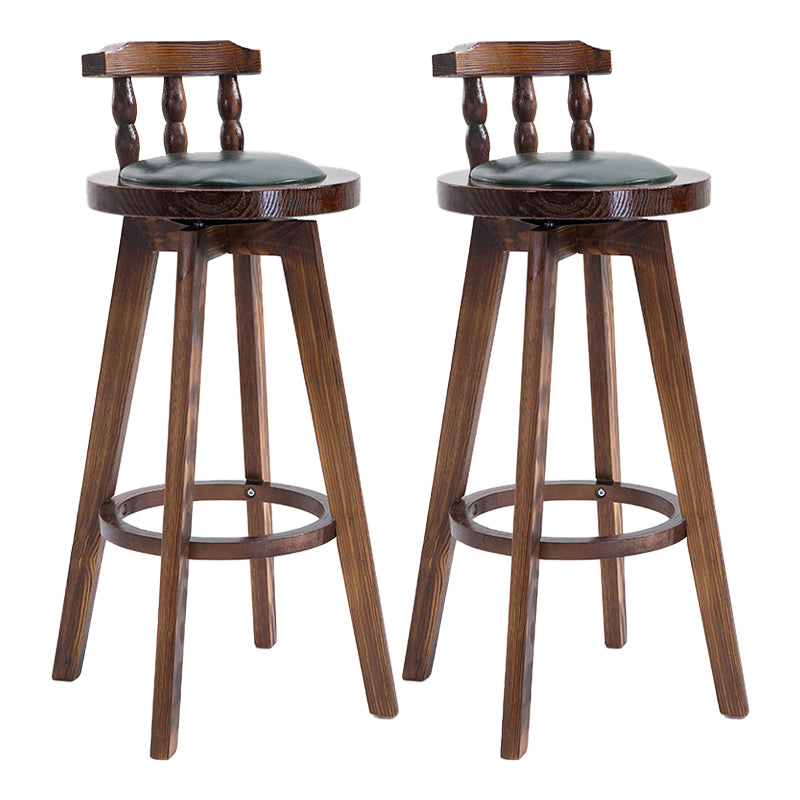 Upholstered Distressed Wood Counter Stools Low Back Bar Stools with Round Seat Green 2 Piece Set Clearhalo 'Bar Furniture' 'Bar Stools' 'bar_stools' 'furn' 'furn_bar_stools' 'furniture_bar_stools' 'Kitchen & Dining Furniture' 'kitchen&dining_furn' 'kitchen' 'kitchen_furn' Furniture' 4503945