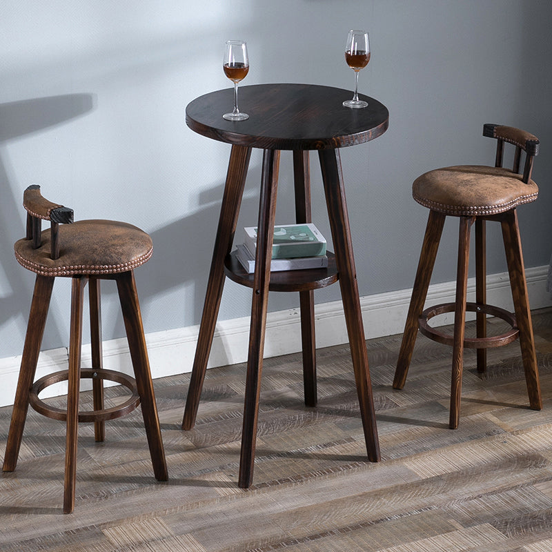 Upholstered Distressed Wood Counter Stools Low Back Bar Stools with Round Seat Clearhalo 'Bar Furniture' 'Bar Stools' 'bar_stools' 'furn' 'furn_bar_stools' 'furniture_bar_stools' 'Kitchen & Dining Furniture' 'kitchen&dining_furn' 'kitchen' 'kitchen_furn' Furniture' 4503947