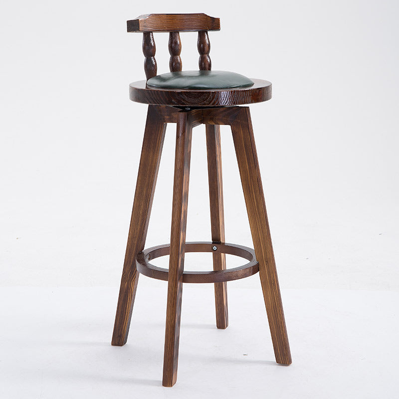 Upholstered Distressed Wood Counter Stools Low Back Bar Stools with Round Seat Clearhalo 'Bar Furniture' 'Bar Stools' 'bar_stools' 'furn' 'furn_bar_stools' 'furniture_bar_stools' 'Kitchen & Dining Furniture' 'kitchen&dining_furn' 'kitchen' 'kitchen_furn' Furniture' 4503951